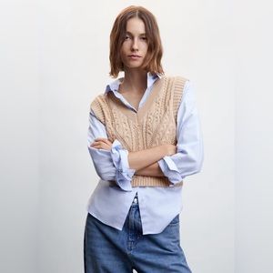 NWOT Braided-knit vest